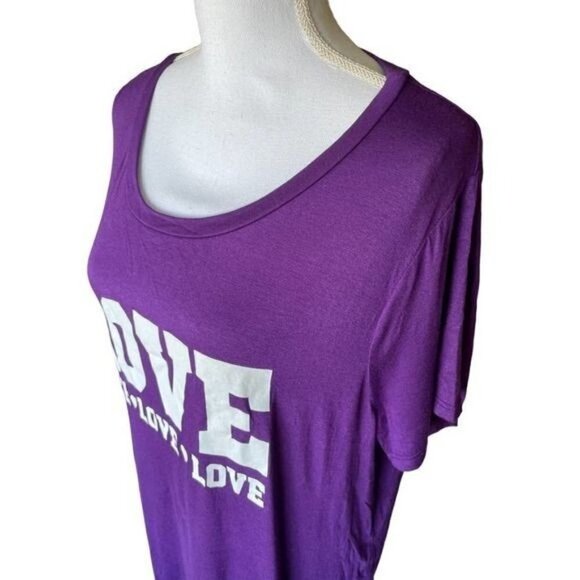 Ragdoll Women's Top Shirt Plus Size 3x Purple Love Graphic Stretchy Short Sleeve - Picture 5 of 9